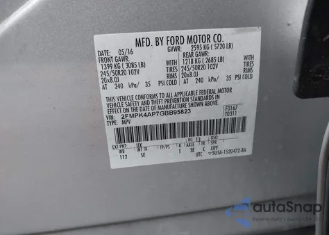 2016 Ford Edge Sport z USA, uszkodzony, nr VIN 2FMPK4AP7GBB95823